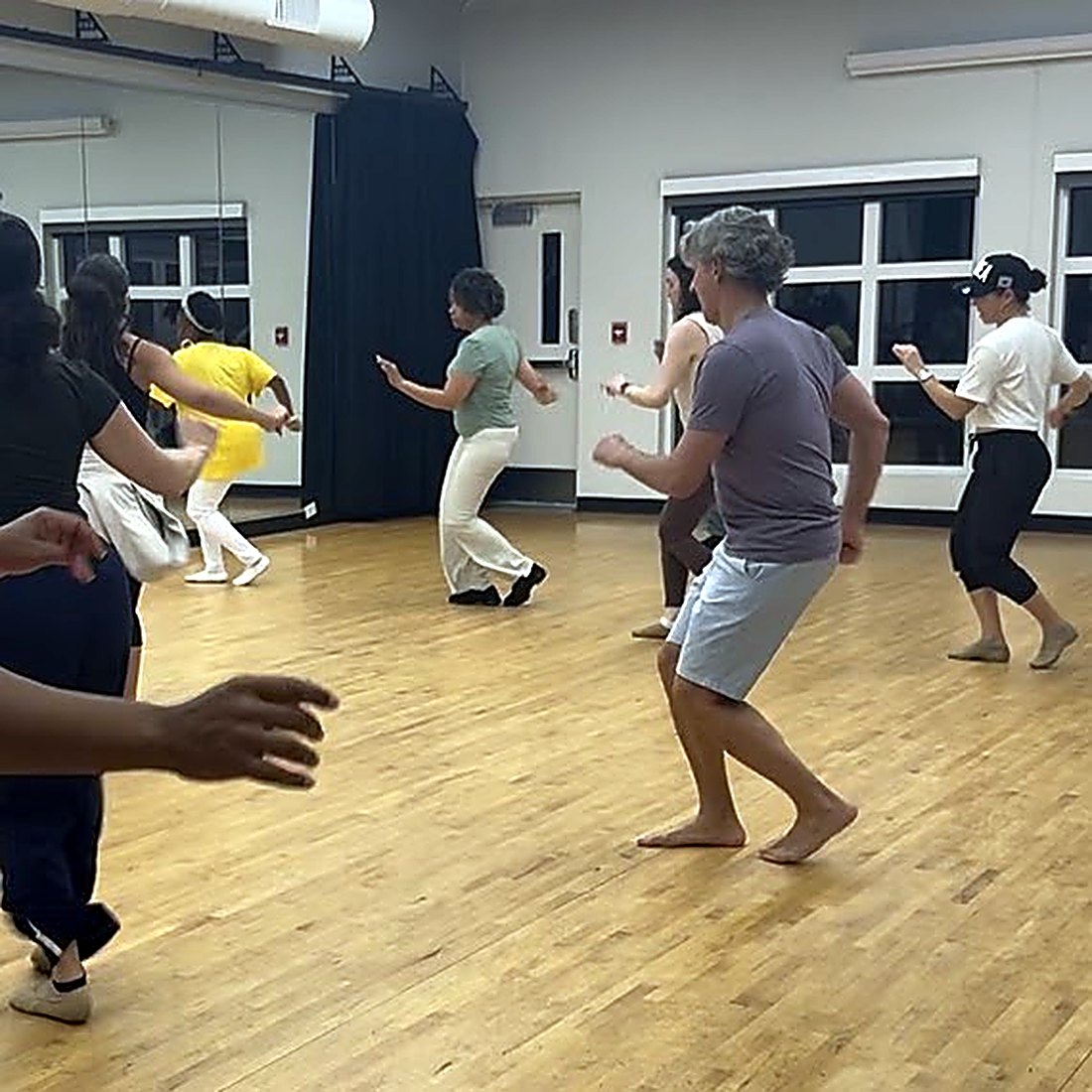 Partners practicing Cuban social dance steps